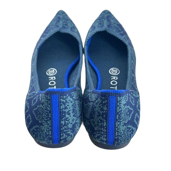 Rothys Shoes Blue Emerald Snake Print The Point Ballet Flats Size 8 Nice! - Picture 5 of 9